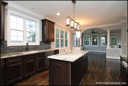 Kitchen Floor Tile Colors White Trim Gray Walls And Dark Wood